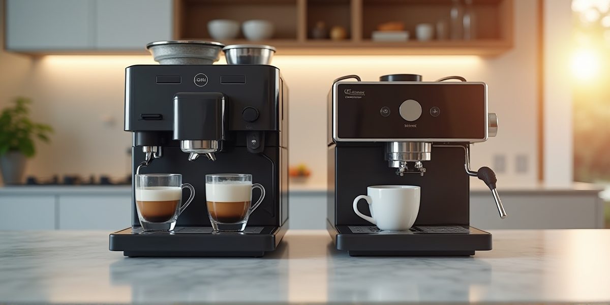Рожковая кофемашина в работе
