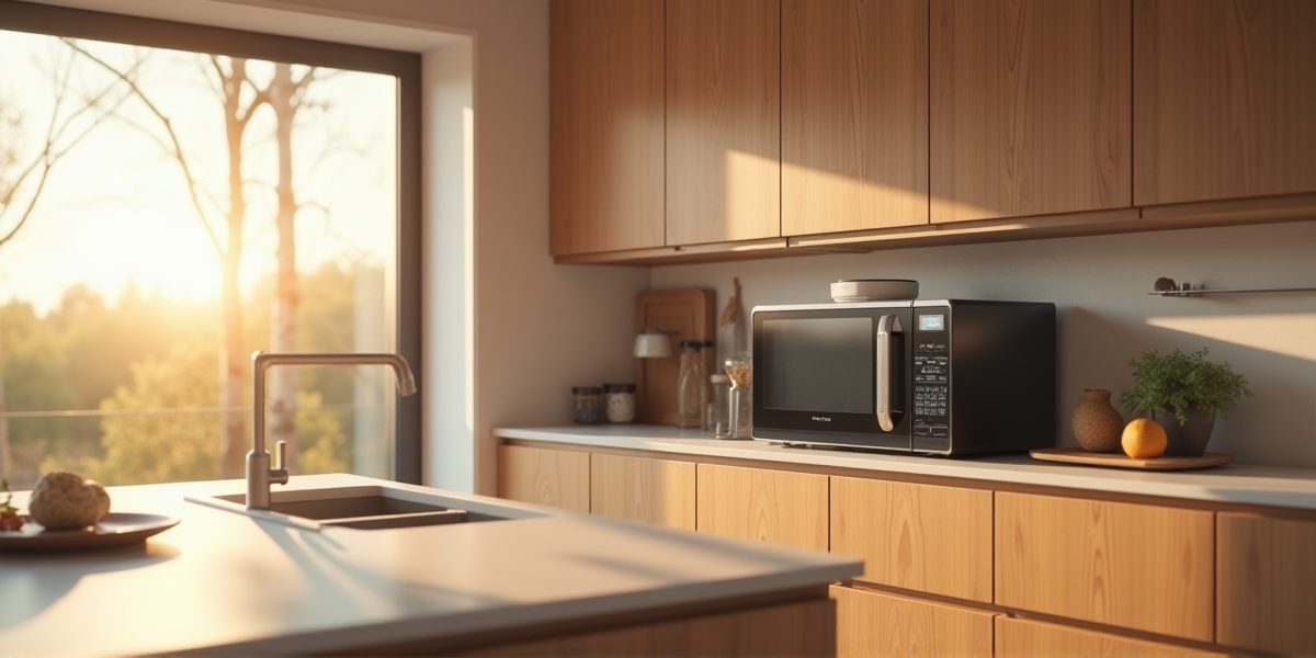 Встроенная микроволновка в интерьере современной кухни
